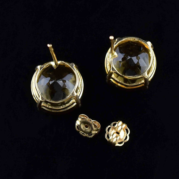 Vintage 7 CTW Citrine Stud Earrings in 14K Gold - Boylerpf