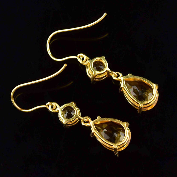 Gold Citrine Teardrop Dangle Earrings - Boylerpf