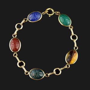 Gold Scarab Egyptian Beetle Bug Bracelet - Boylerpf