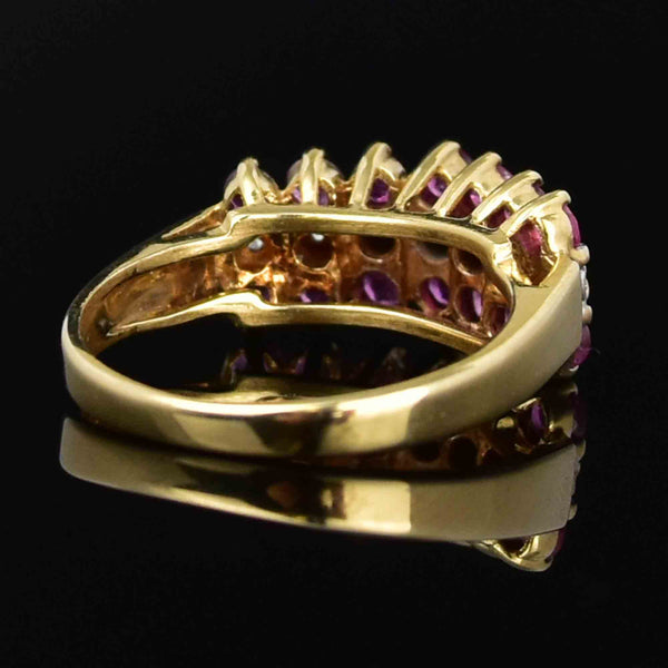 Vintage Diamond Ruby Arched Stacking Ring in 10K Gold - Boylerpf