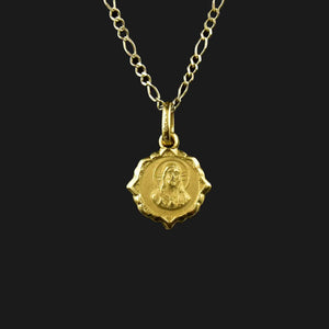 Vintage 14K Solid Gold St Christopher Pendant Necklace - Boylerpf