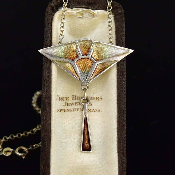 Pat Cheney Sterling Silver Enamel Geometric Necklace