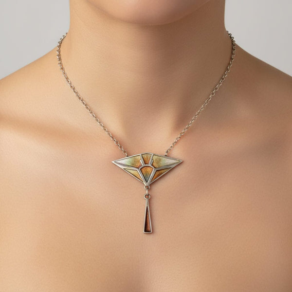 Pat Cheney Sterling Silver Enamel Geometric Necklace