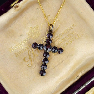 Vintage Gold Garnet Cross Pendant Necklace - Boylerpf