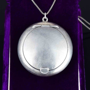 Antique Art Deco Sterling Silver Powder Compact Locket Necklace - Boylerpf