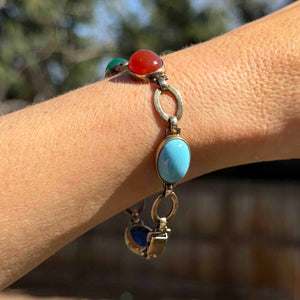 Vintage Egyptian Beetle Bug Gemstone Bracelet - Boylerpf