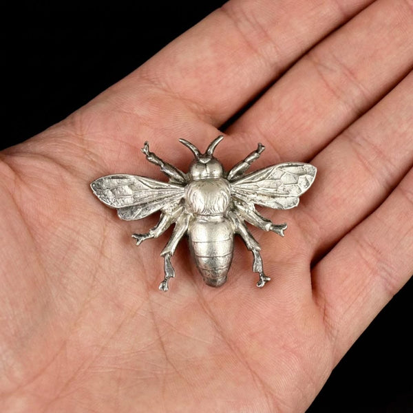 Vintage Flying Bee Sterling Silver Brooch