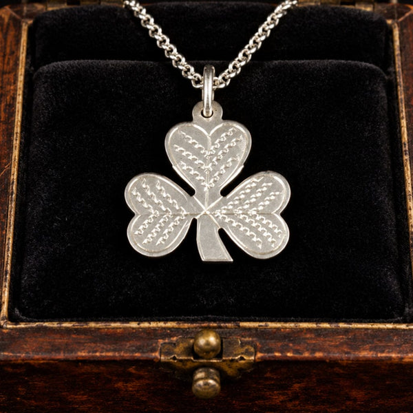Vintage Sterling Silver Three Leaf Clover Necklace