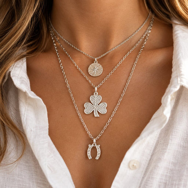 Vintage Sterling Silver Three Leaf Clover Necklace