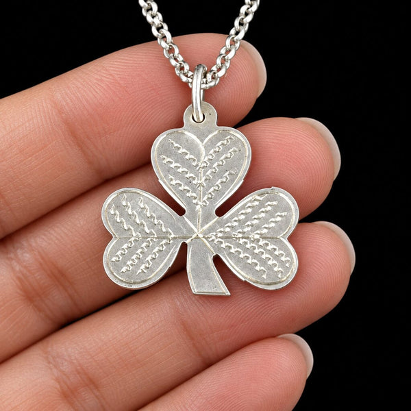 Vintage Sterling Silver Three Leaf Clover Necklace