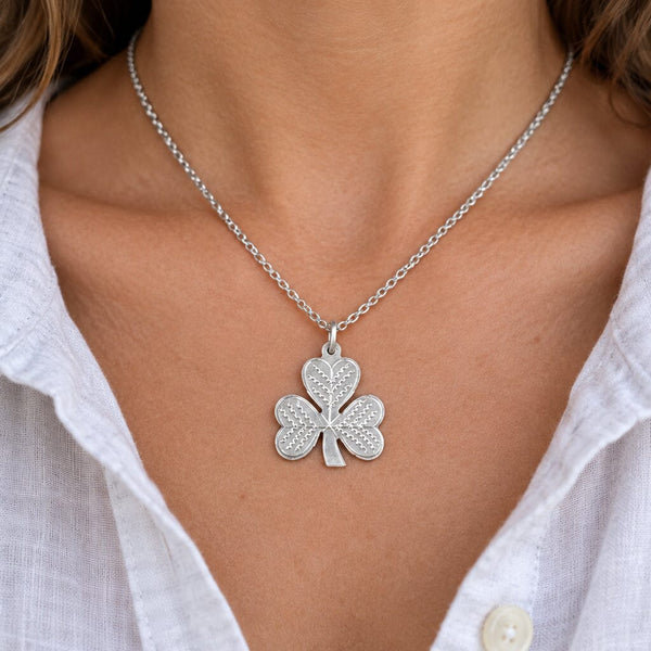 Vintage Sterling Silver Three Leaf Clover Necklace