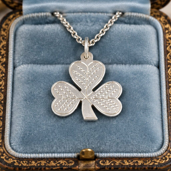 Vintage Sterling Silver Three Leaf Clover Necklace