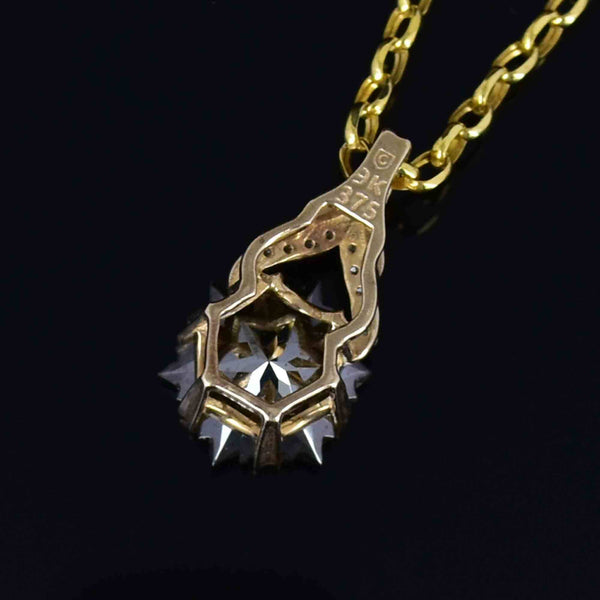 Gold Diamond Fancy Cut Star Blue Sapphire Pendant Necklace - Boylerpf