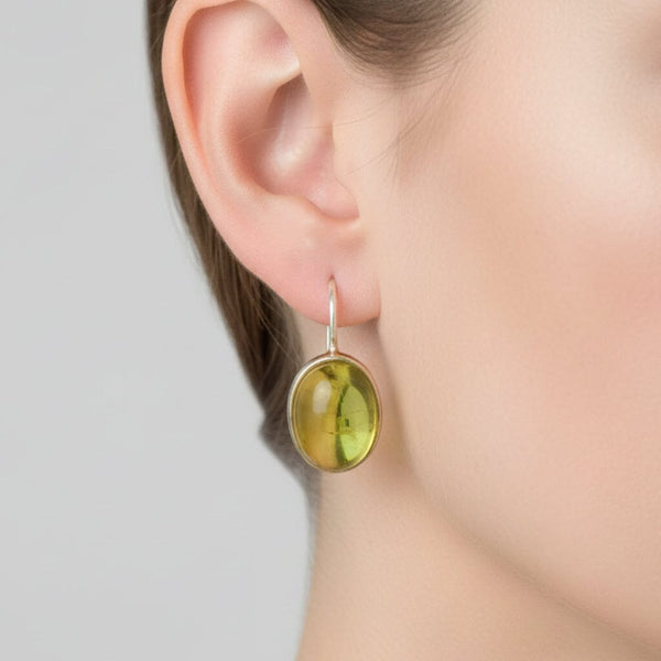 Vintage Sterling Silver Amber Drop Earrings