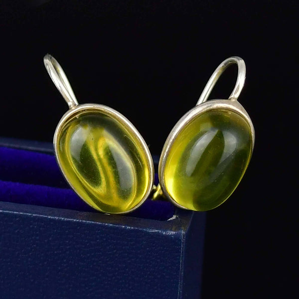 Vintage Sterling Silver Amber Drop Earrings
