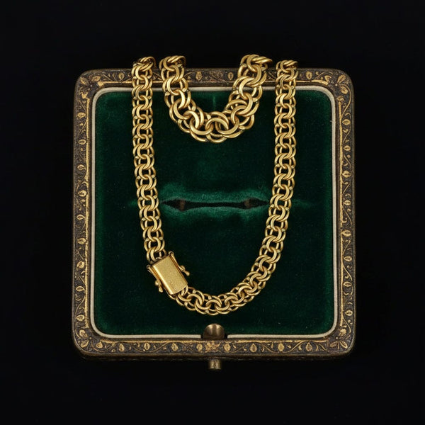Vintage Chino Link Double Rolled Gold Necklace