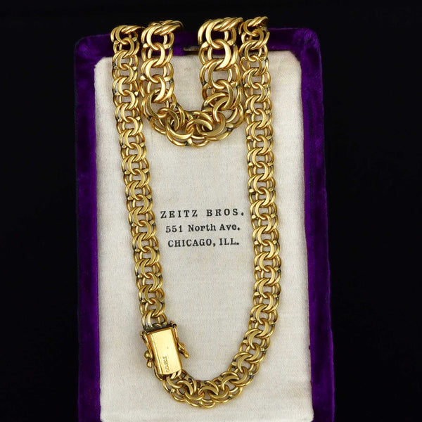 Vintage Chino Link Double Rolled Gold Necklace