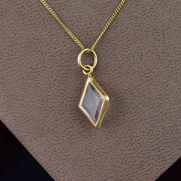 Vintage 18K Gold Faceted Rock Crystal Pendant Necklace - Boylerpf