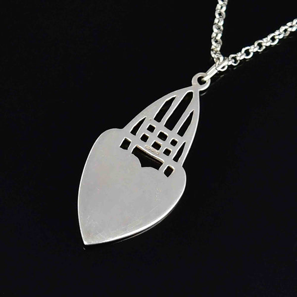 Antique Art Nouveau Silver Blue Enamel Heart Pendant Necklace - Boylerpf