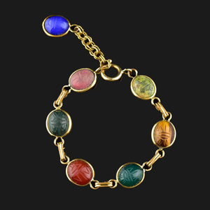 Vintage Egyptian Beetle Bug Scarab Bracelet - Boylerpf