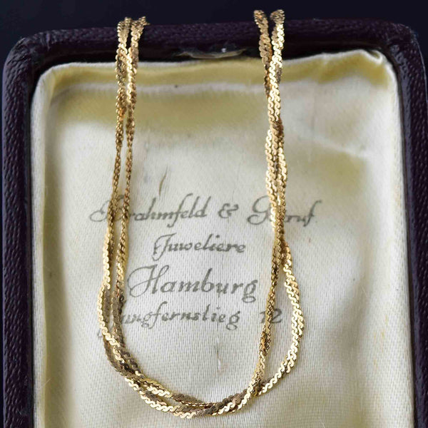 Retro 10K Gold Double Serpentine Chain Necklace - Boylerpf