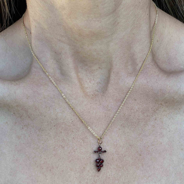Vintage Rose Cut Bohemian Garnet Pendant Necklace - Boylerpf