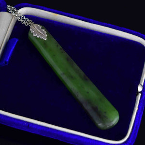 Vintage Silver Leaf Maori Pounamu New Zealand Jade Necklace - Boylerpf
