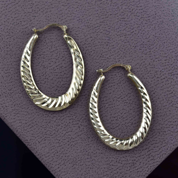 Large Scalloped Braid 10K Gold Hoop Earrings - Boylerpf