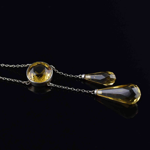 Antique Edwardian Silver Citrine Negligee Necklace - Boylerpf