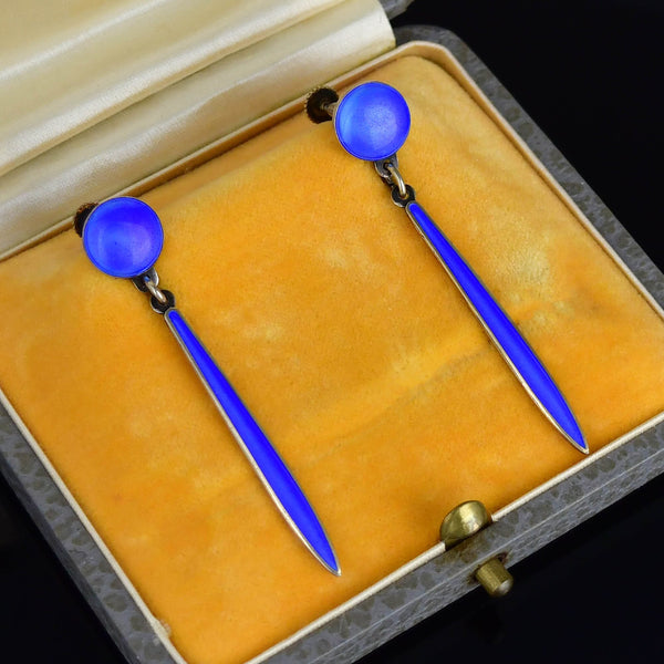 Vintage Enamel Silver David Andersen Norway Earrings - Boylerpf
