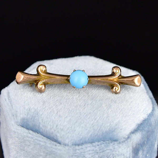 Antique 9K Gold Edwardian Turquoise Brooch Pin - Boylerpf