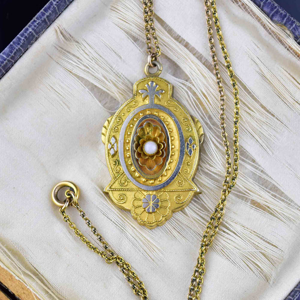 Antique Victorian Gold Filled Photo Locket Necklace - Boylerpf