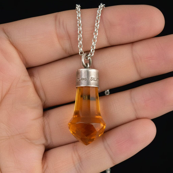 Simulated Citrine Scottish Thistle Pendant in Sterling Silver - Boylerpf