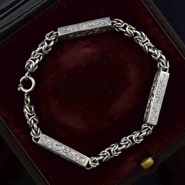 Antique Victorian Silver Albert Chain Bracelet - Boylerpf