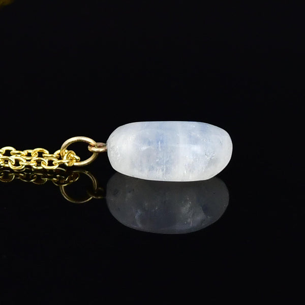 ON HOLD Vintage Gold Moonstone Lucky Bean Charm Necklace
