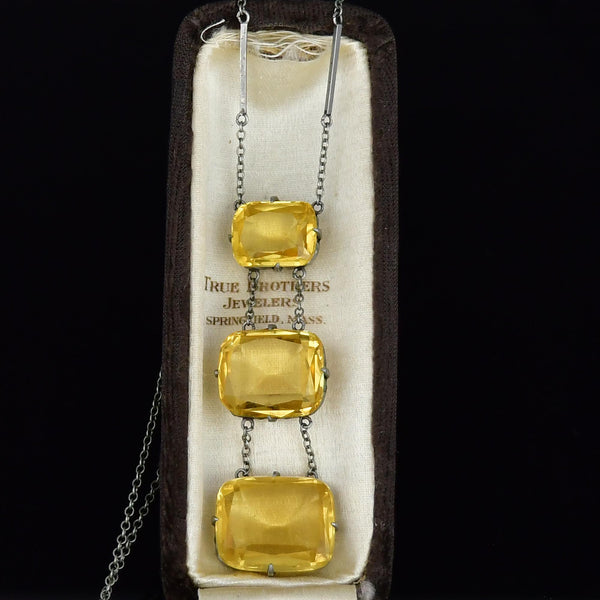 Art Deco Sterling Silver Citrine Necklace