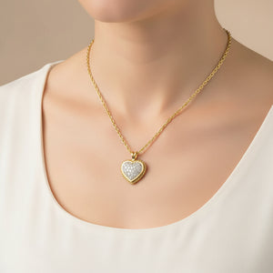 Vintage 9K Gold Pave Diamond Heart Pendant Necklace - ON HOLD - Boylerpf