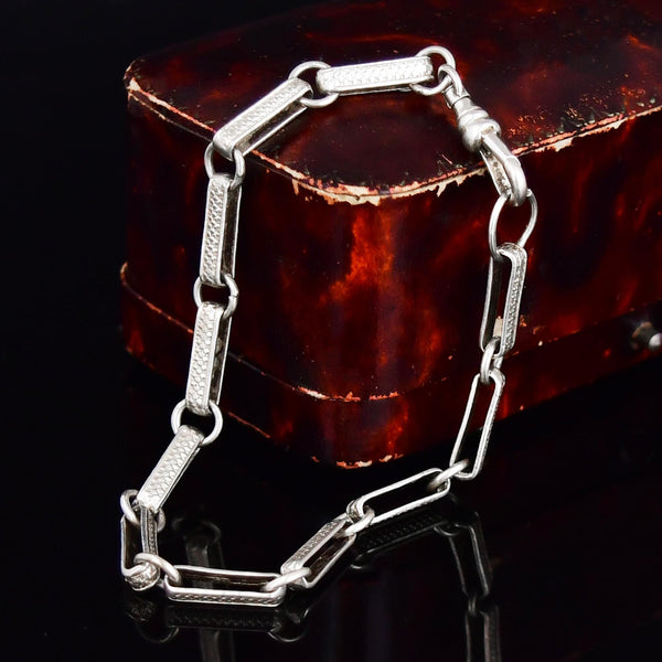 Antique Edwardian Sterling Silver Albert Watch Chain Bracelet