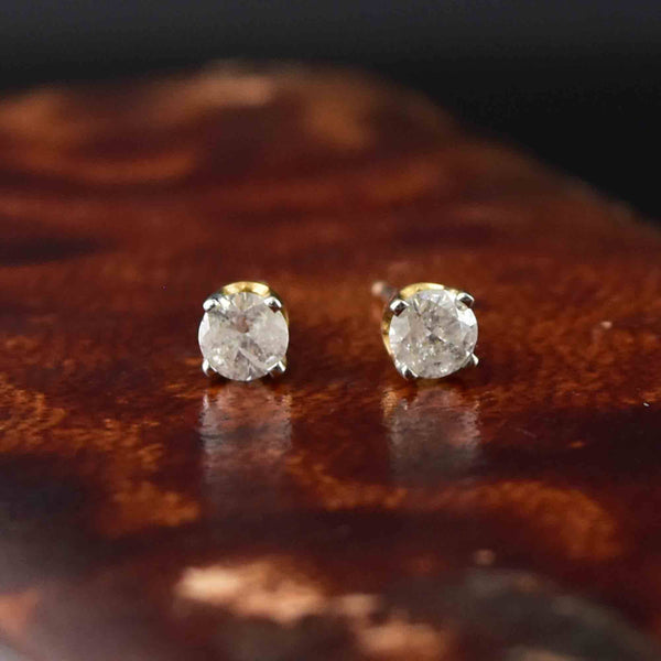 Vintage 10K Gold .30 CTW Diamond Stud Earrings - Boylerpf