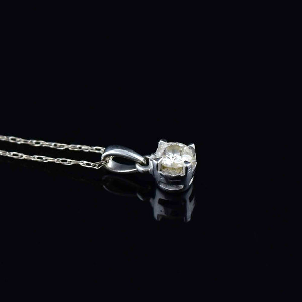 14K White Gold .25 CTW Diamond Solitaire Pendant Necklace - Boylerpf