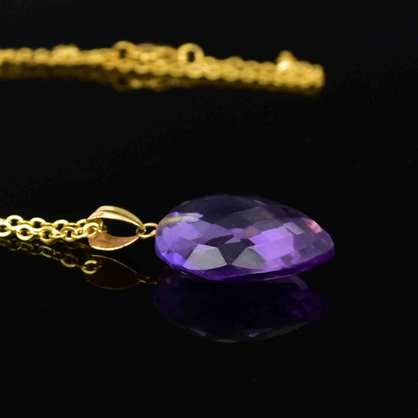 18K Gold Faceted Amethyst Heart Pendant Necklace - Boylerpf