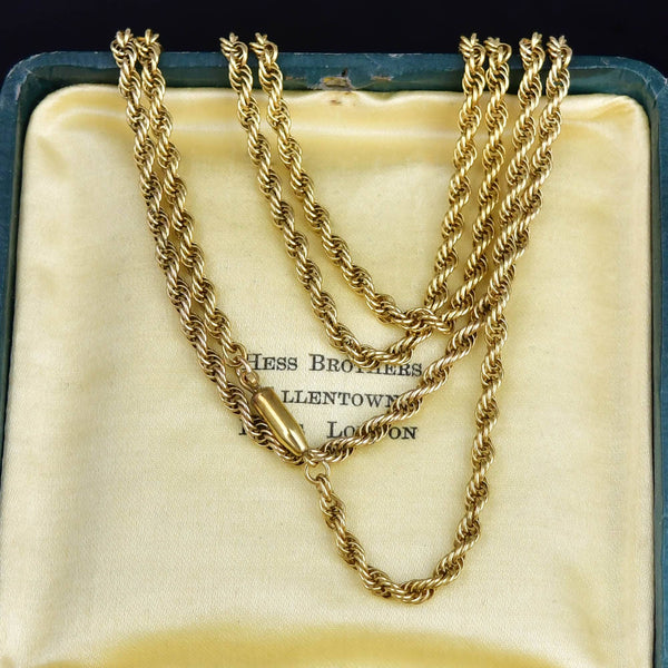 Antique Twisted Rope Krementz Chain Necklace