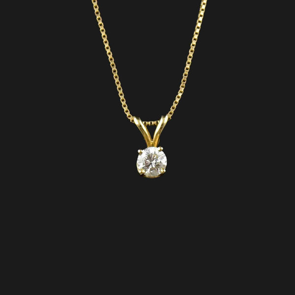 14K Gold Diamond Solitaire Pendant Necklace - Boylerpf