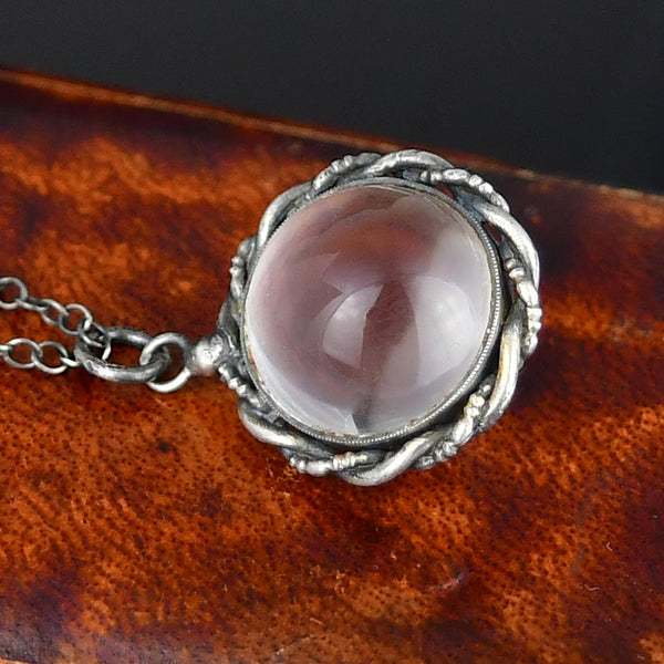 Art Deco Pools of Light Sterling Silver Rope Pendant Necklace