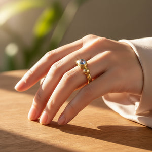 Vintage 18K Gold Natural Sapphire Ring Band - Boylerpf