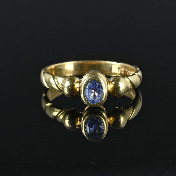 Vintage 18K Gold Natural Sapphire Ring Band - Boylerpf