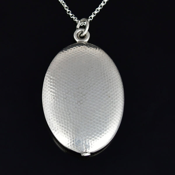 Antique Victorian Hammered Sterling Silver Slide Locket Necklace - Boylerpf