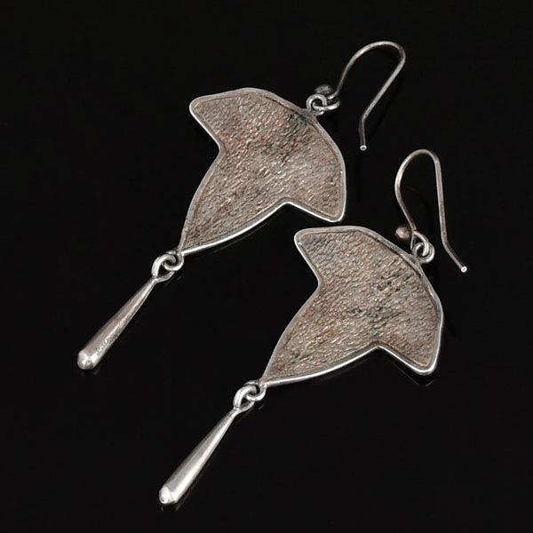 Vintage Enamel Sterling Silver Drop Earrings