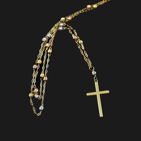 Tritone 14K Solid Gold Cross Pendant Necklace - Boylerpf