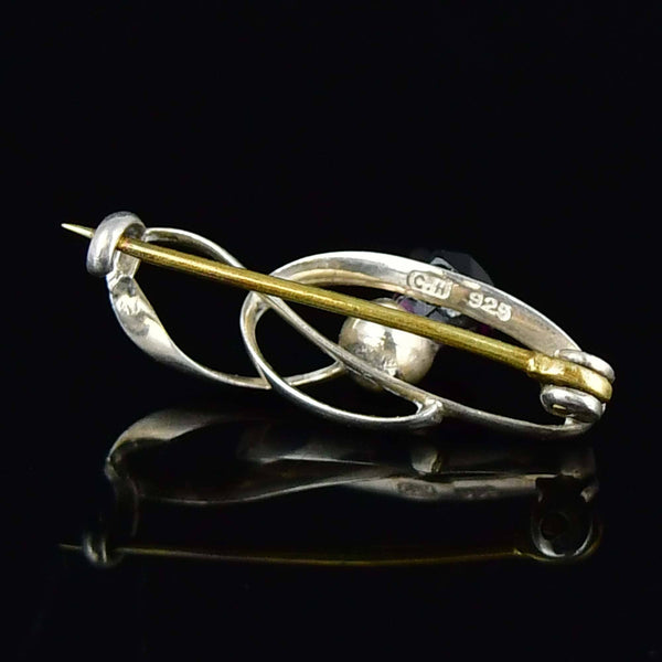 Sterling Silver Charles Horner Amethyst Thistle Brooch